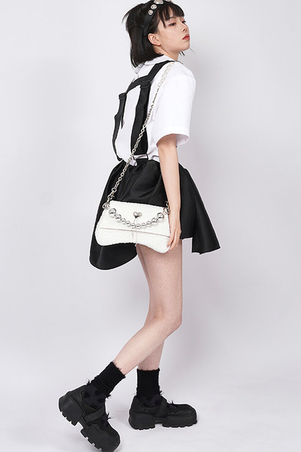 Pearl Pleated Crossbody Bag