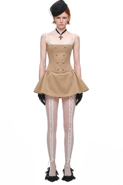 Patchwork Lace Fishbone Strap Dress