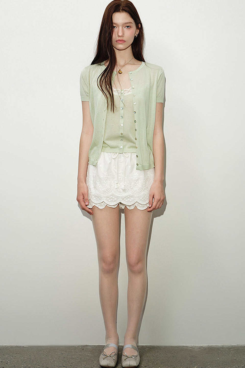 White Lace Trim Embroidered Skirt