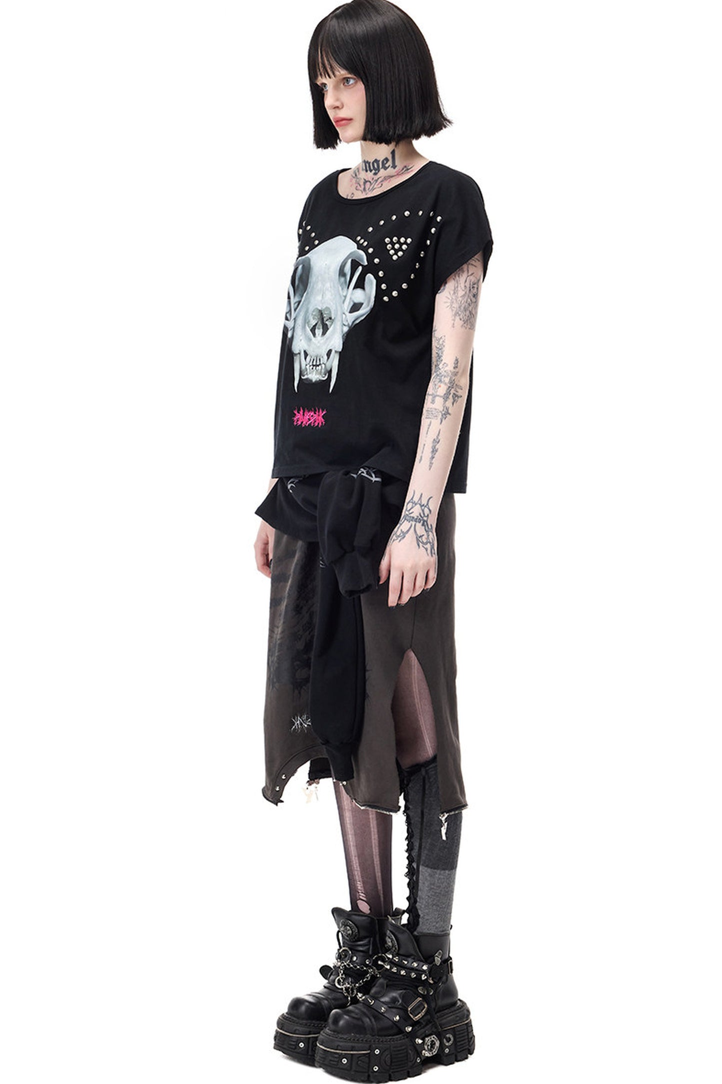 Reversible Cat Skeleton Rivet Blouse