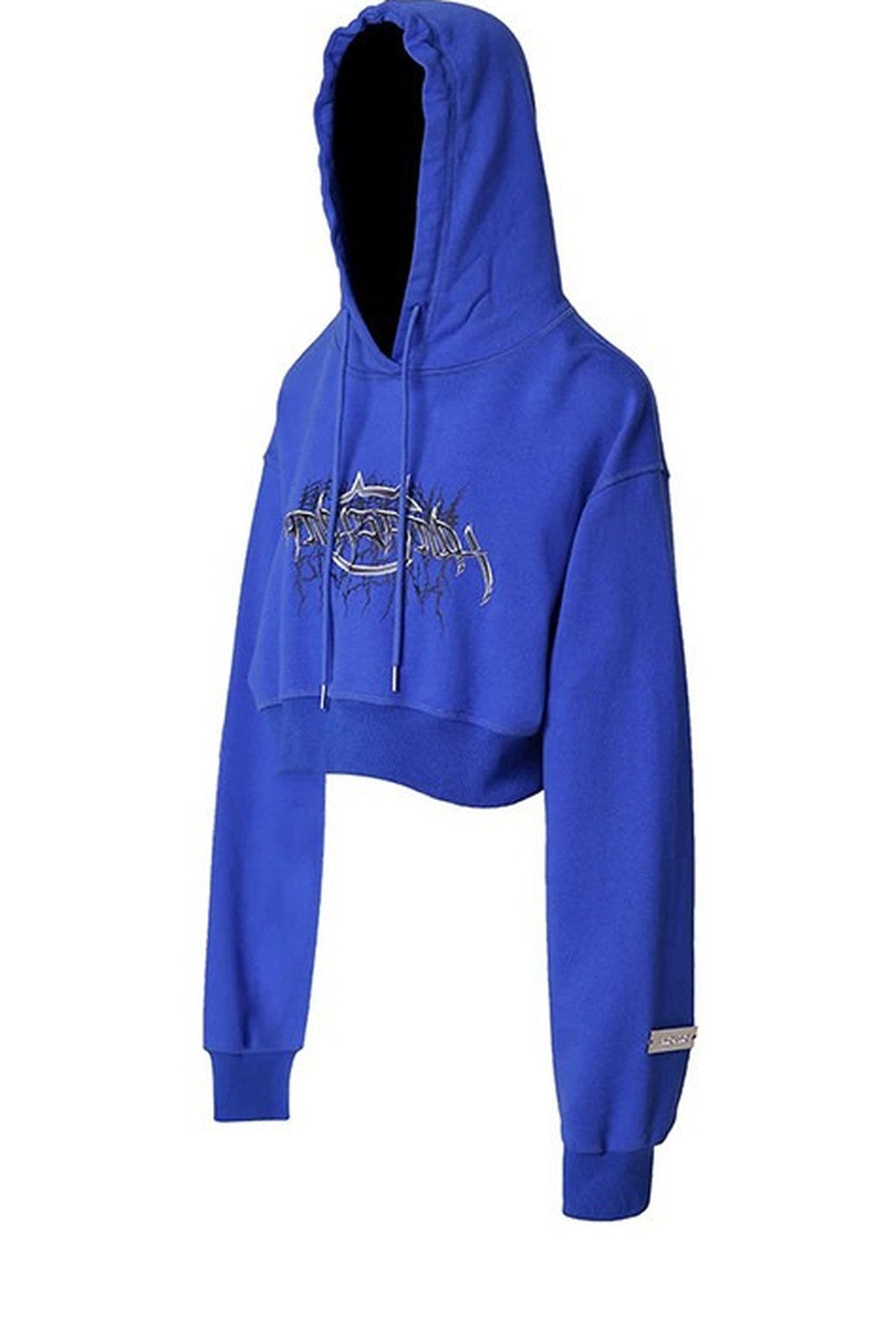 Thorn Print Open Back Cropped Hoodie