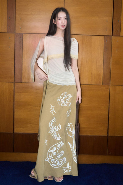 Tencel Linen Shawl Blouse Set