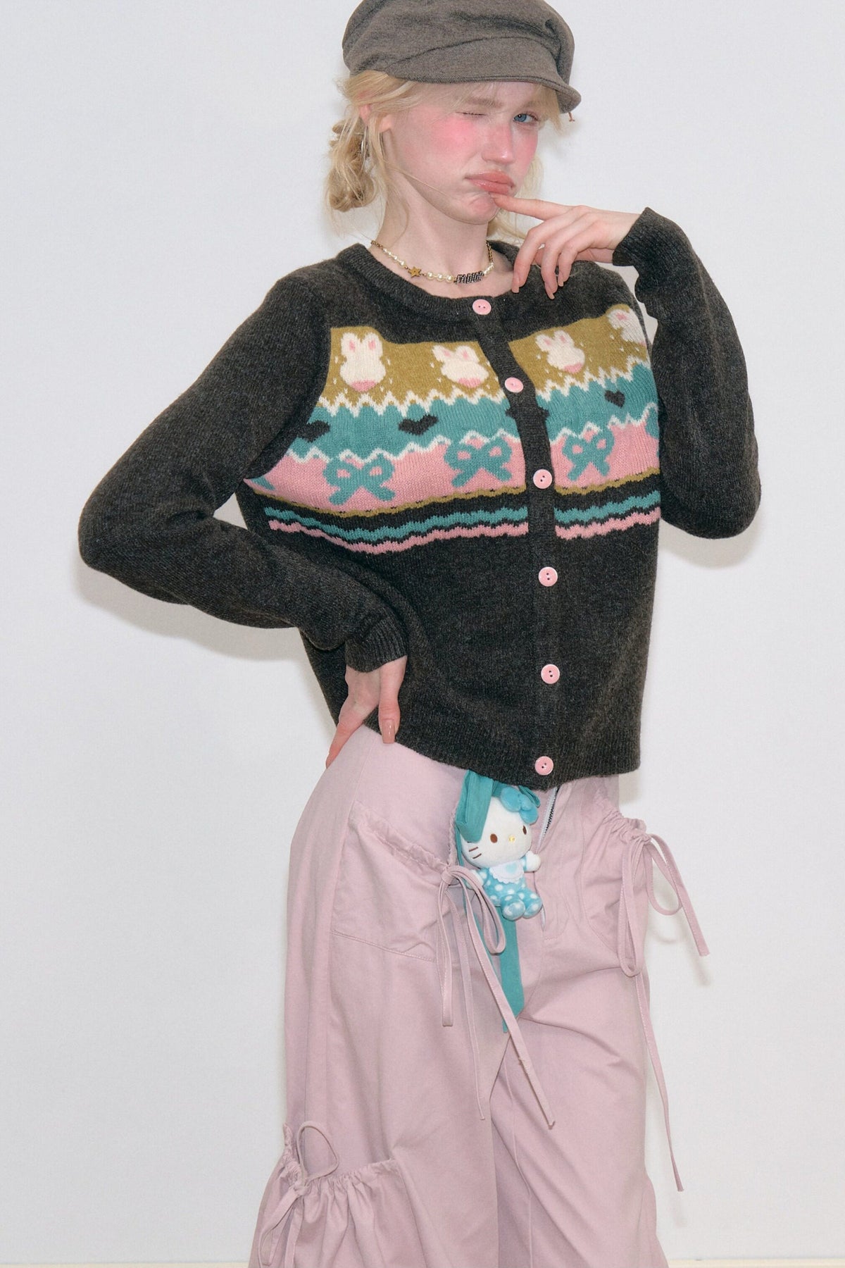 Brown Fair Isle Bunny Cardigan