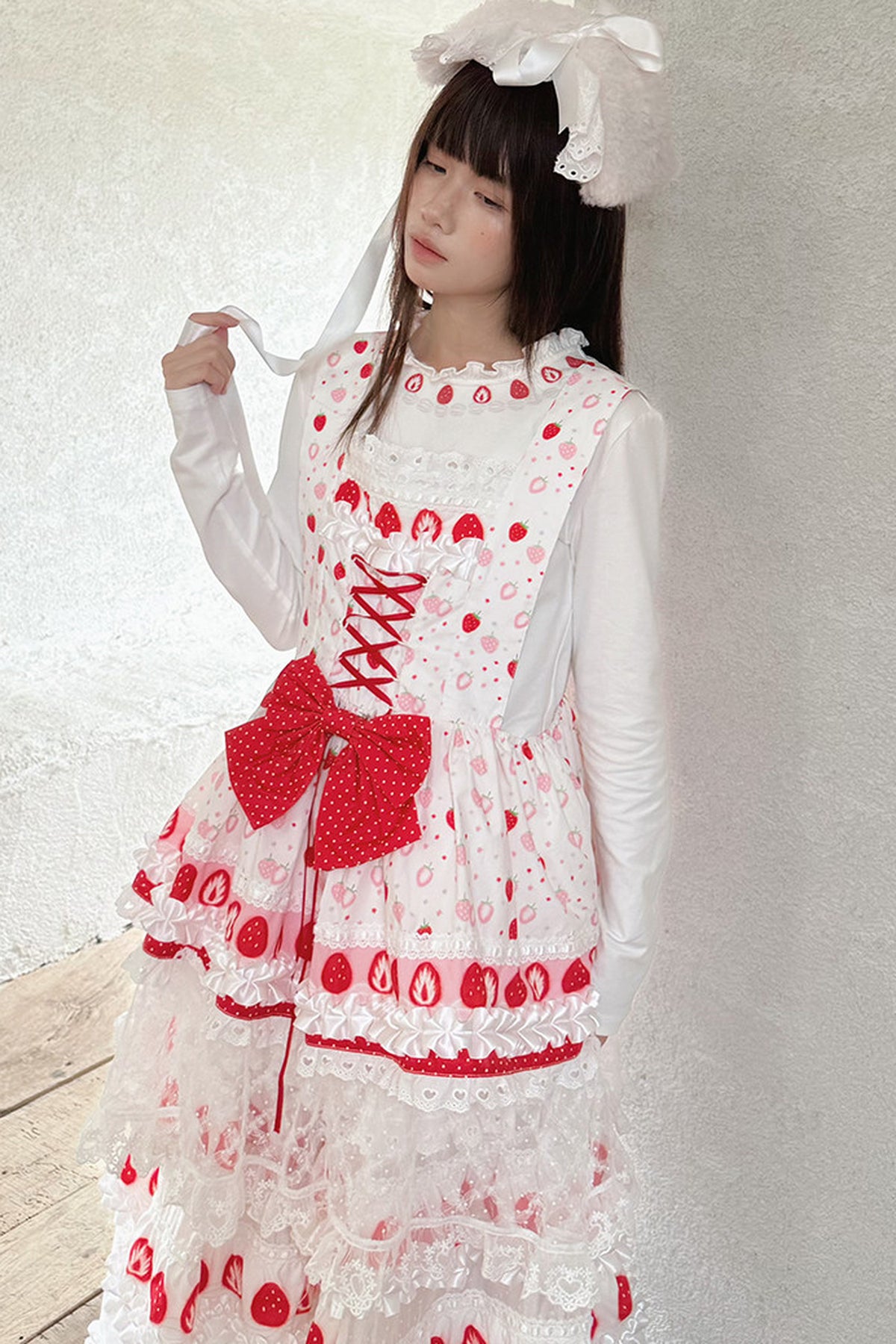 Strawberry Lace Collar Top
