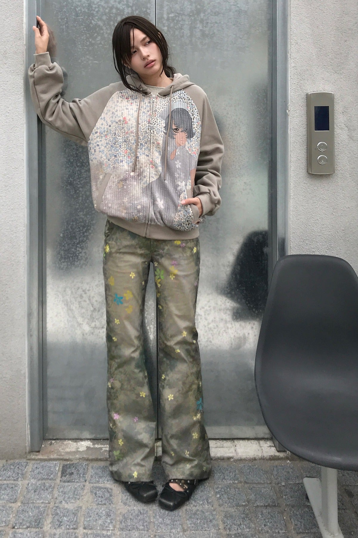 Colorful Floral Plant Print Flared Pants