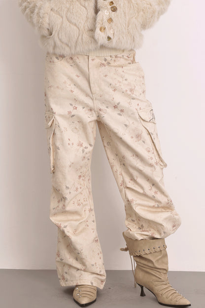 Low Waist Floral Cargo Pants