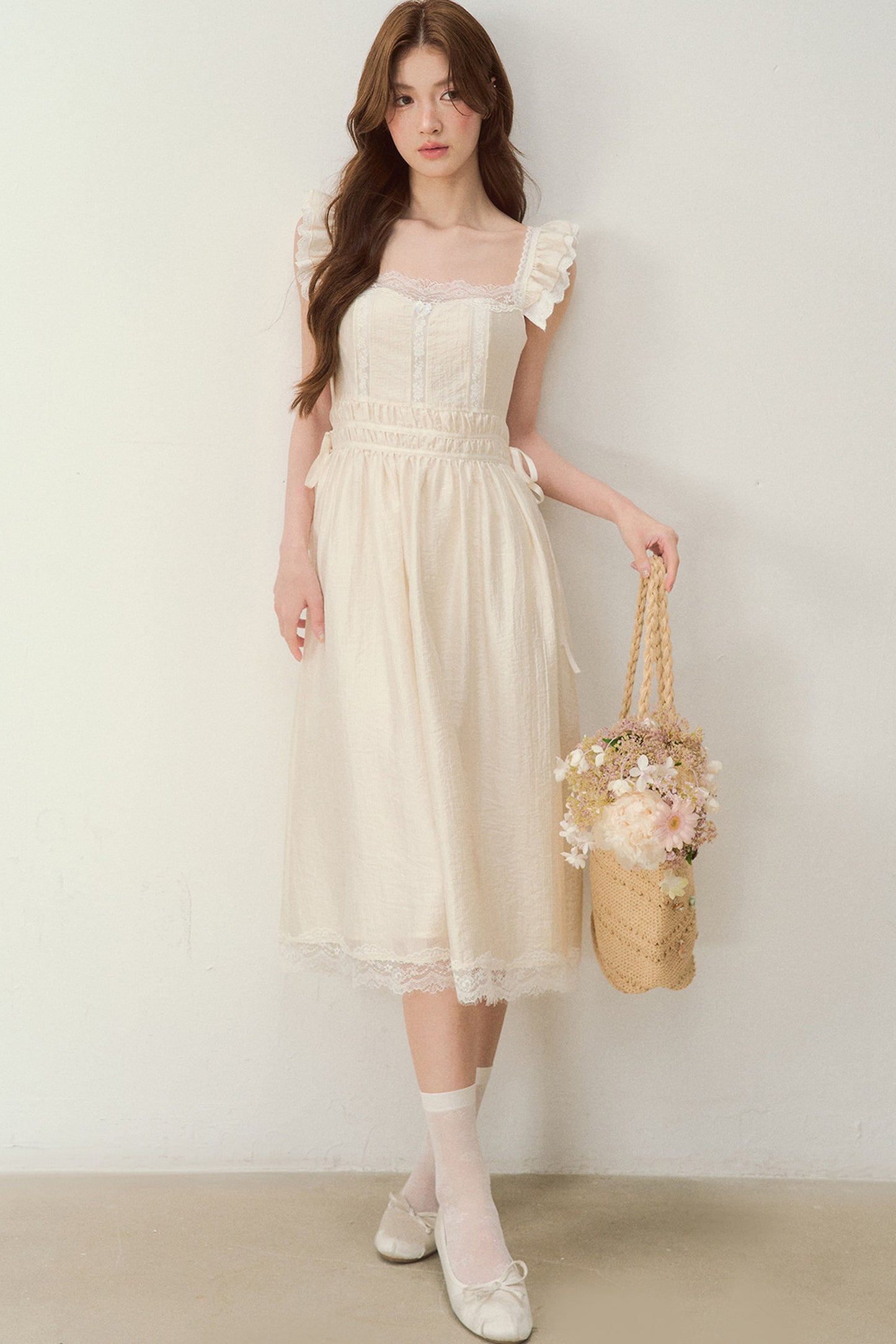 White Shell Lace Dress
