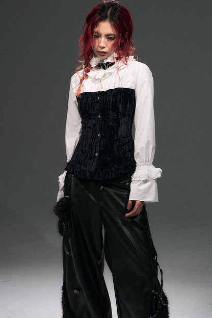 Retro Punk Velvet Bell Sleeve Shirt