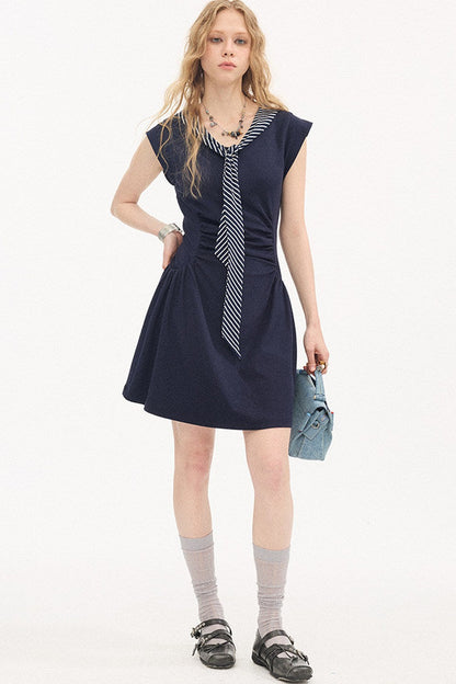 V-Neck Flutter Sleeve Dress