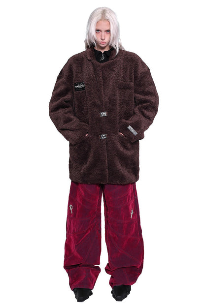 Red Ray Structure Velvet Loose Fit Jeans