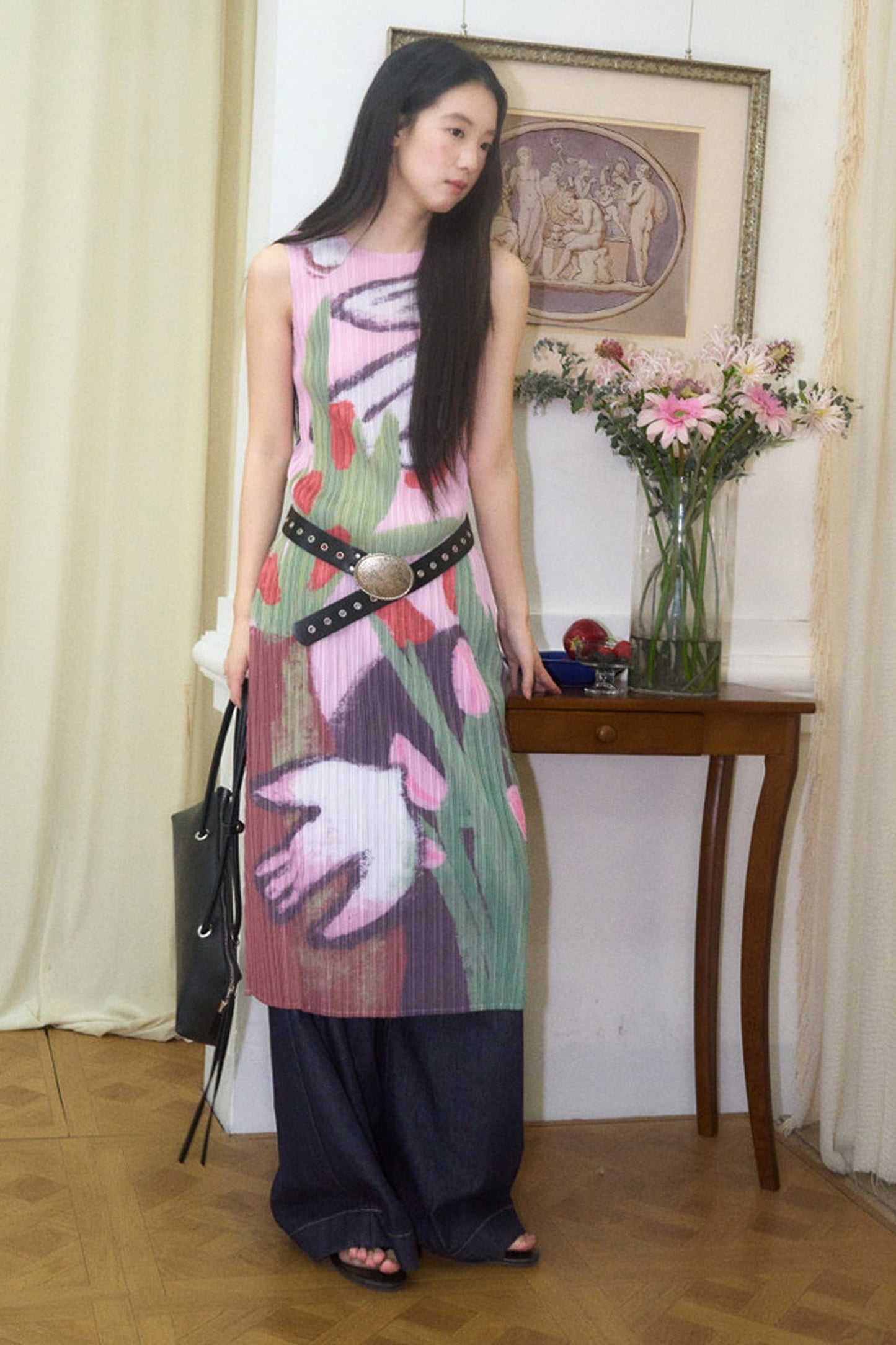 Hand-Painted Pleated Dress