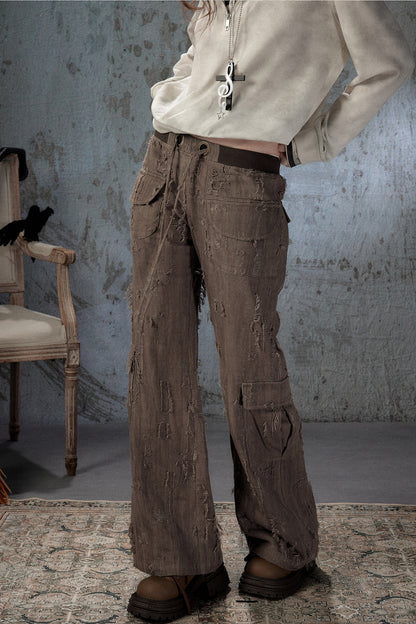 Light Ripped Straight Pants