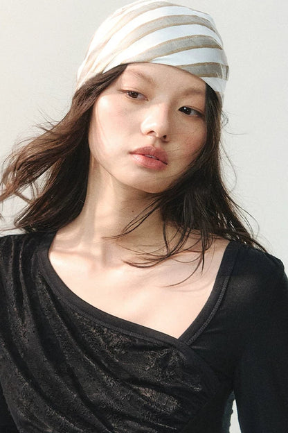 Wave Pattern Striped Headscarf