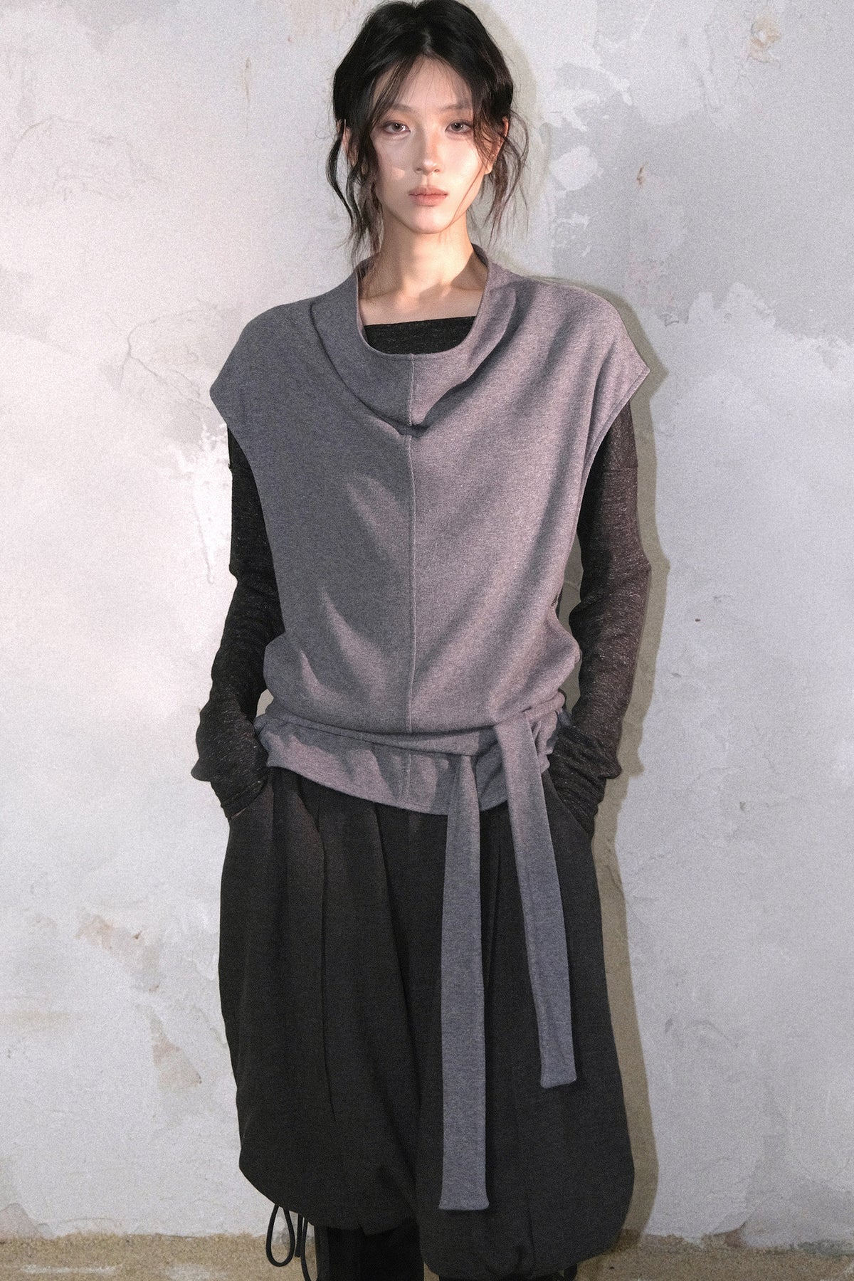 Swing Collar Knitted Vest