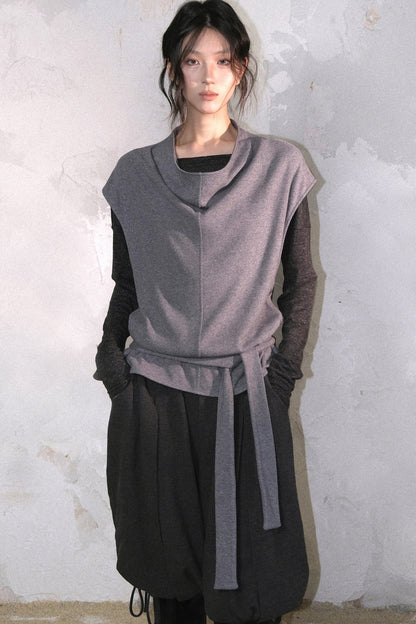 Swing Collar Knitted Vest