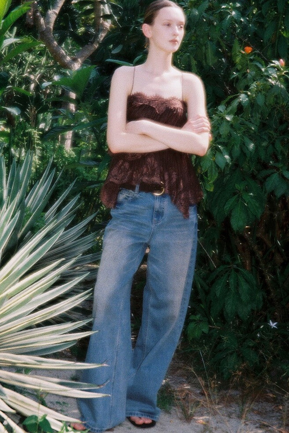Vintage Hand-Painted Wide Leg Jeans Set