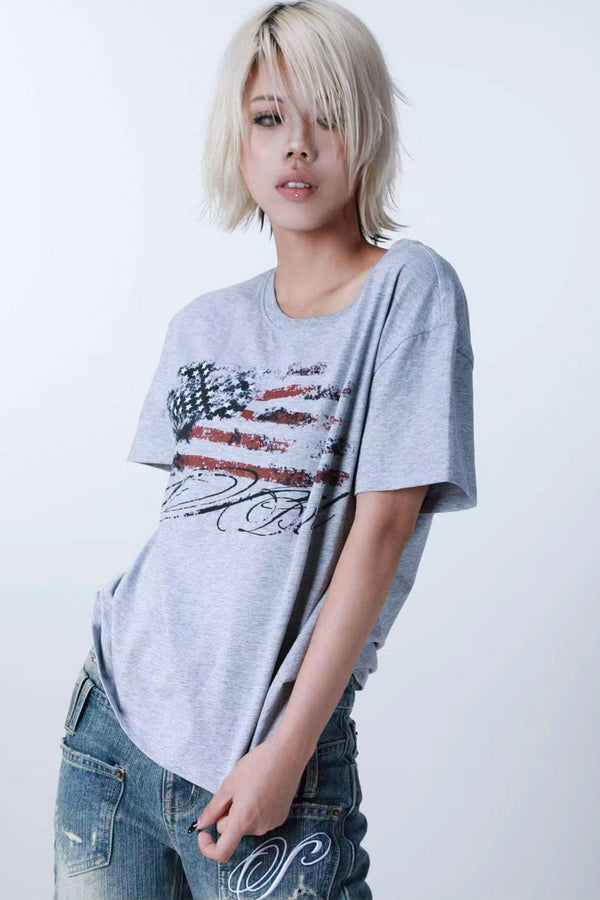 Distressed Star Flag Short Sleeve T-Shirt