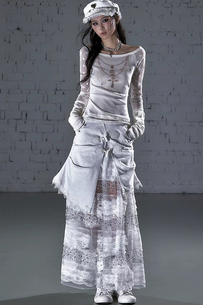 Baroque Flocked Wing Embroidered Blouse