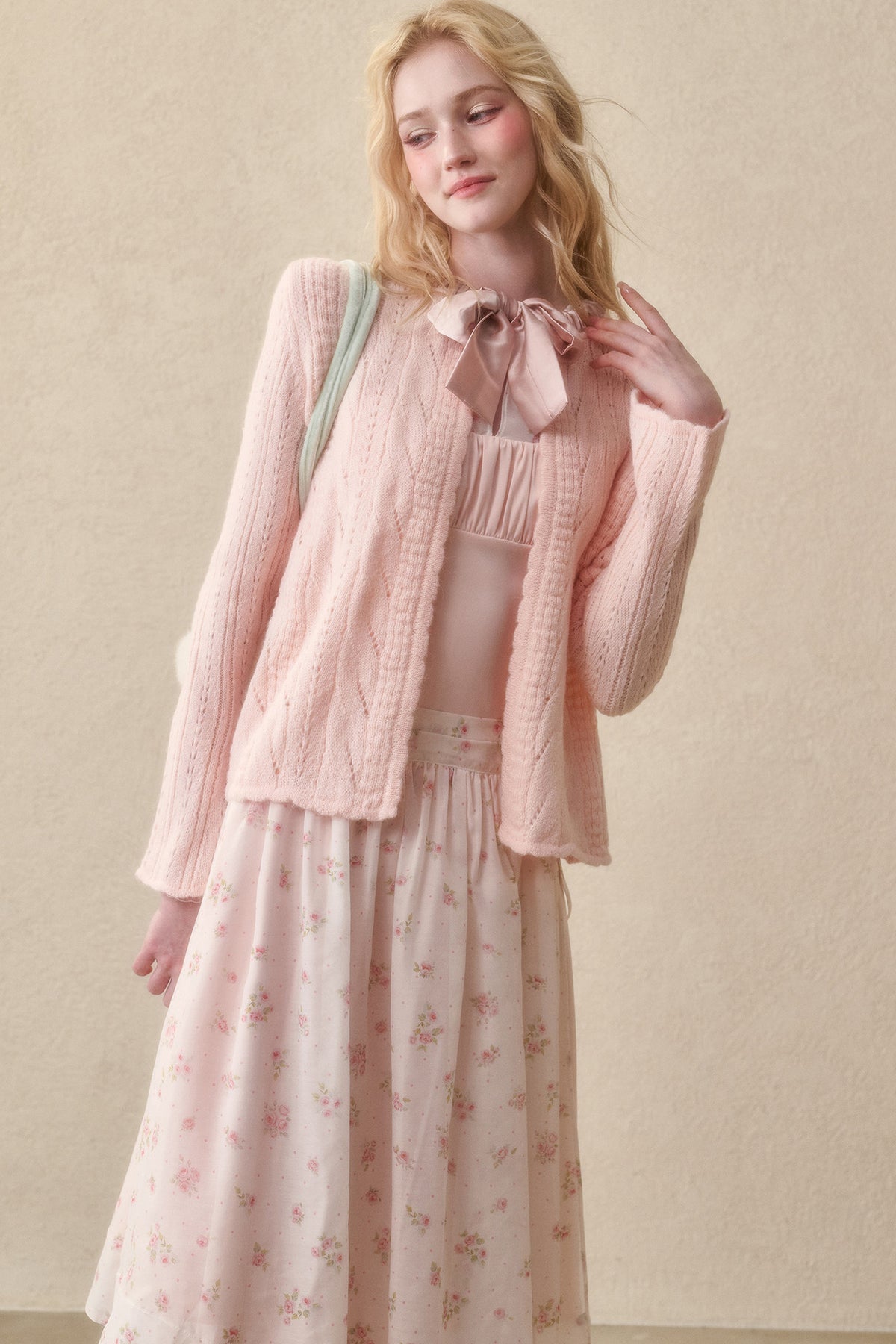 Soft Wool Ribbon Knit Cardigan