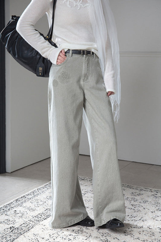 Washed Green Rose Jeans