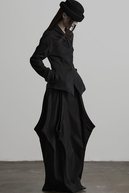 Deconstructed Button-Eye Collar Jacket