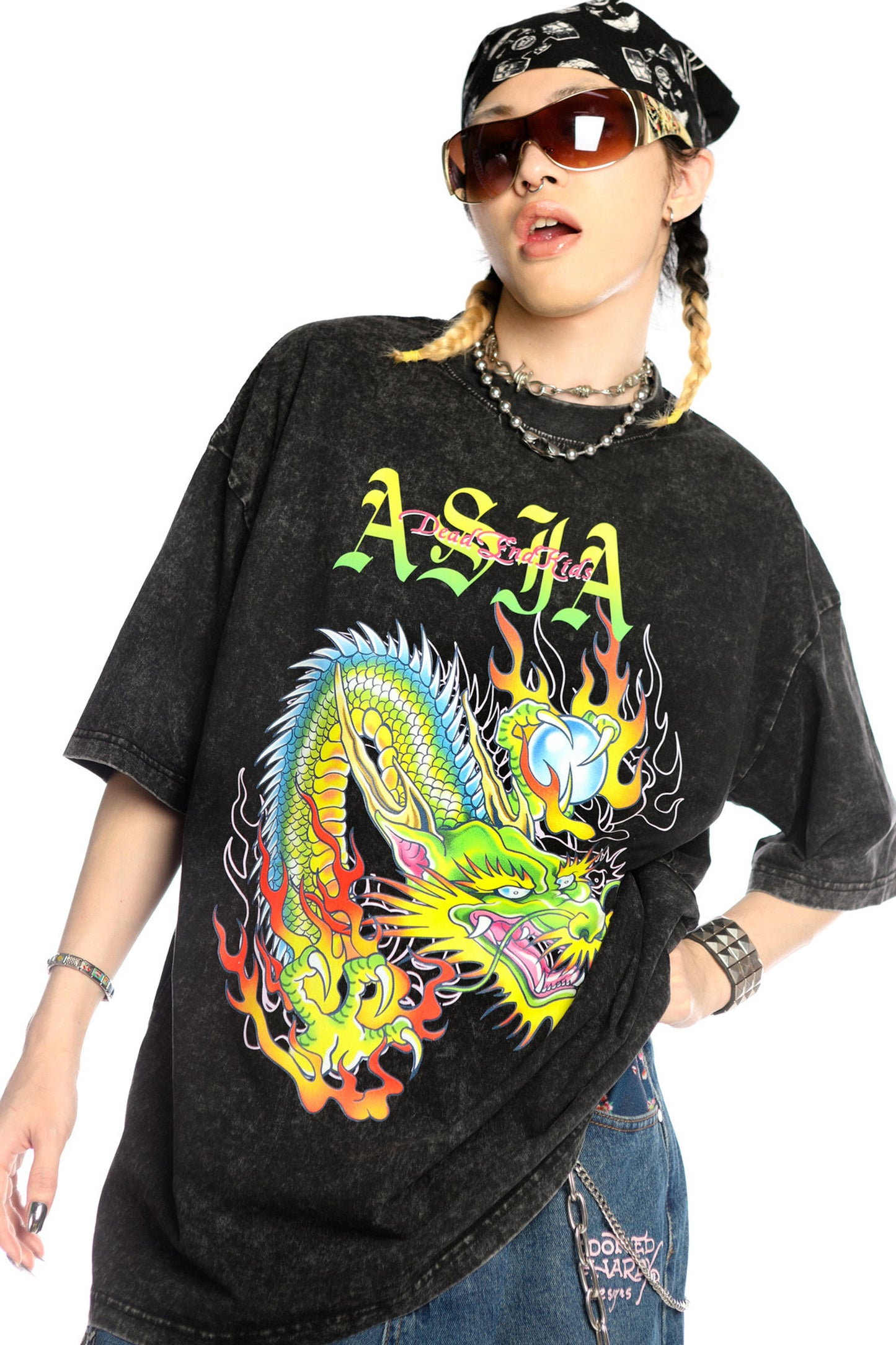 Dragon Print Loose Blouse