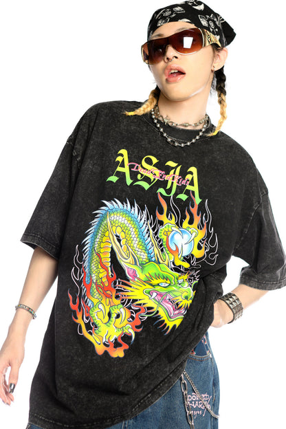 Dragon Print Loose Blouse