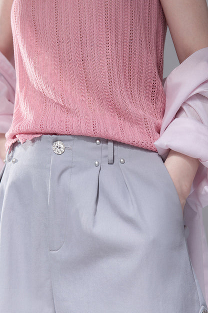 Fog Gray Wide-Leg Shorts