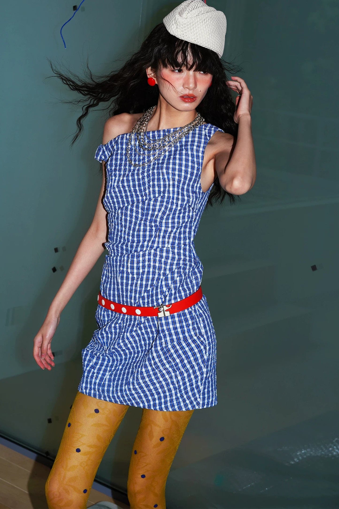 Retro Plaid Asymmetrical Dress