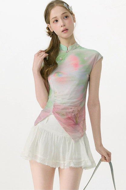Gradient Mesh Cat Print T-Shirt