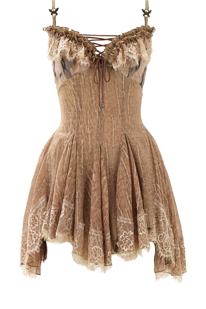 Retro Lace Strap Dress Set-Up