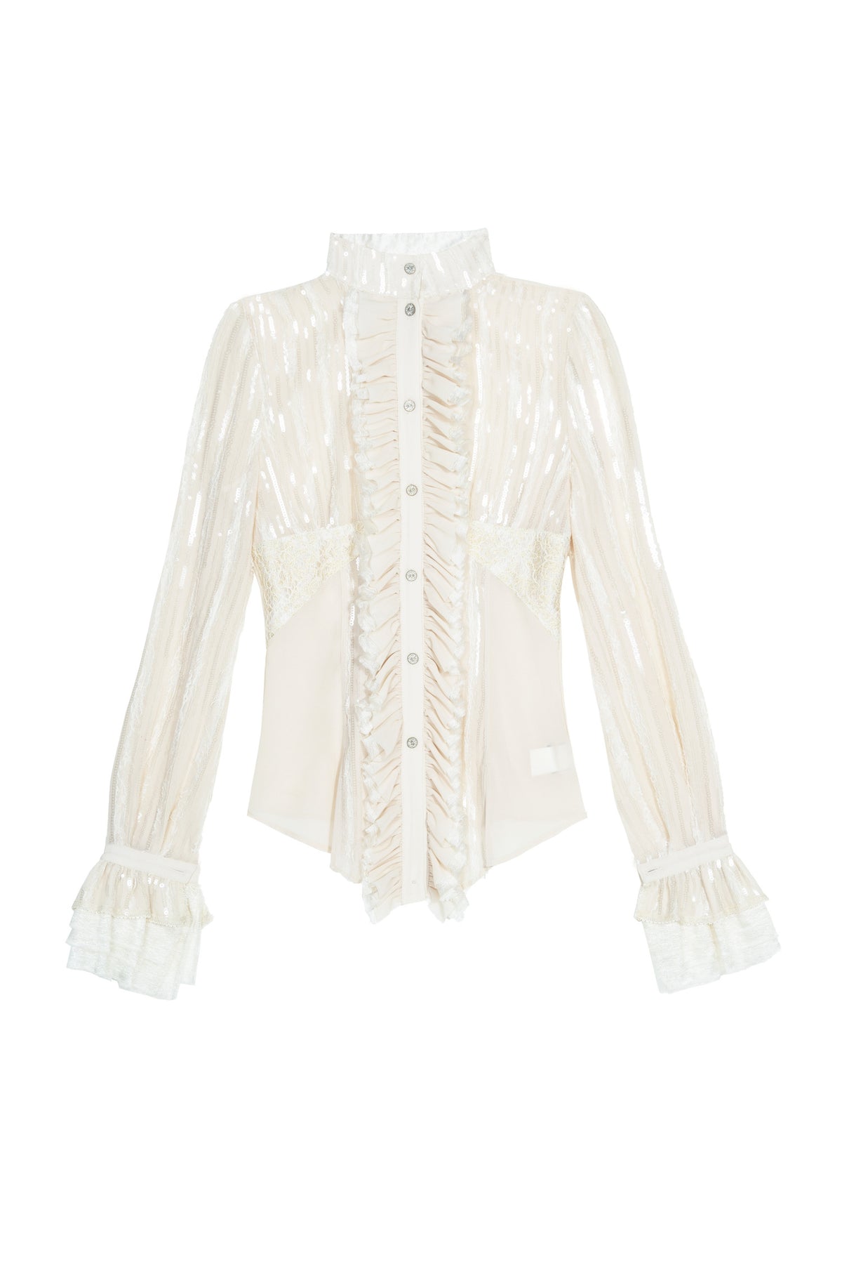 Lace Sequin Ruffle Gothic Shirt