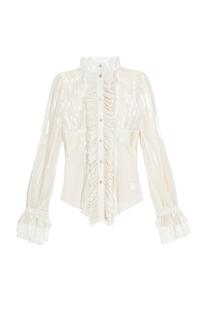 Lace Sequin Ruffle Gothic Shirt