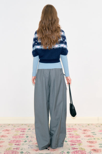 High-Waisted Bow Wide-Leg Pants