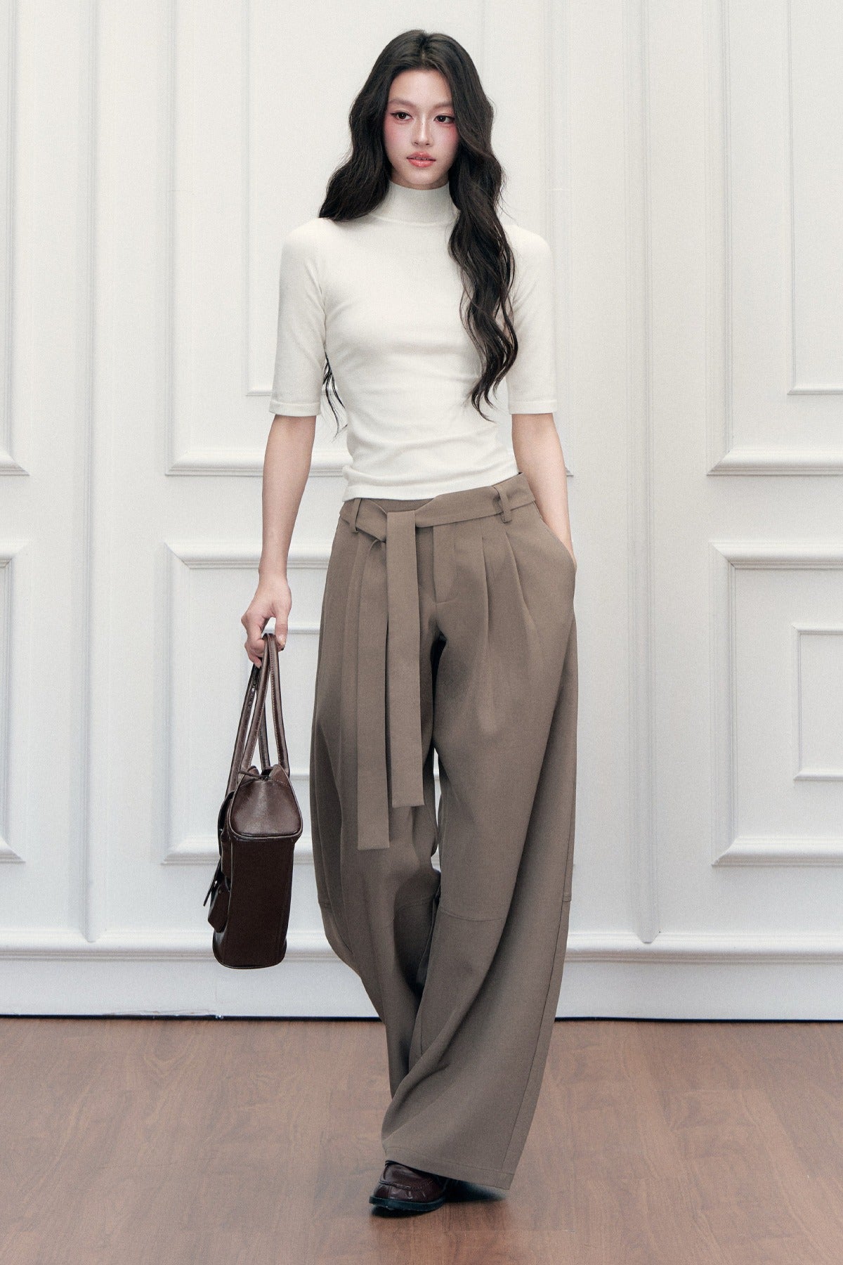 Tie-Belt Wide-Leg Pants