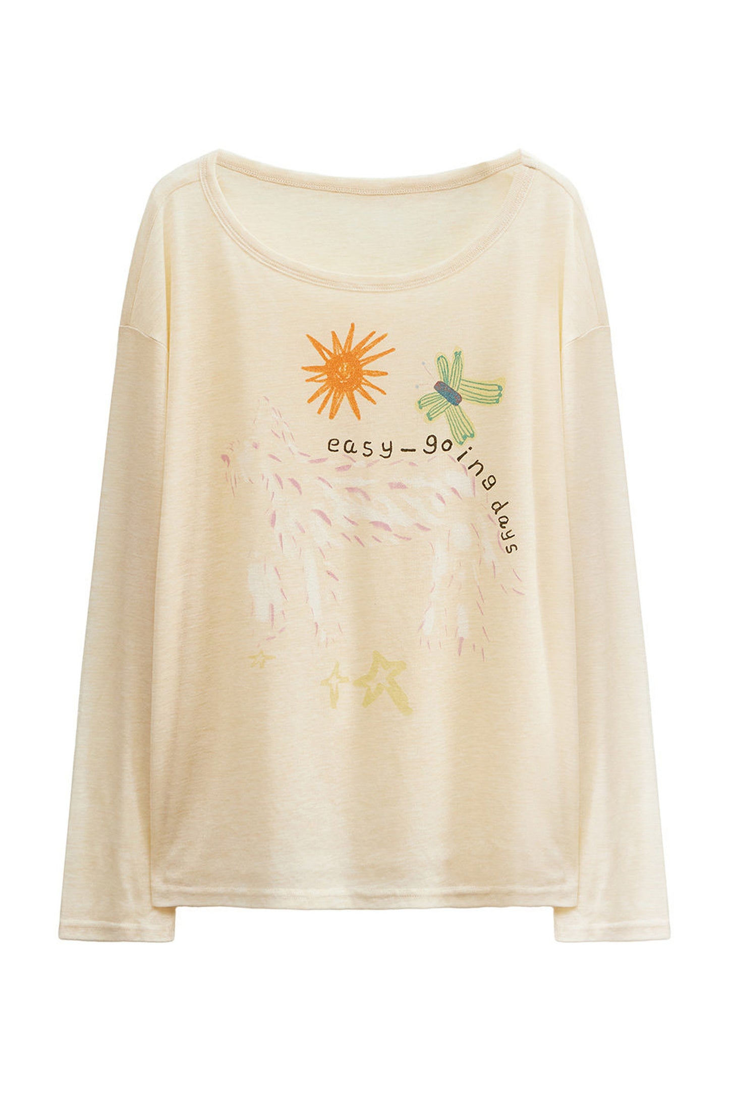 Long-Sleeve Fruit Vegetable Dog Print T-Shirt Set-Up