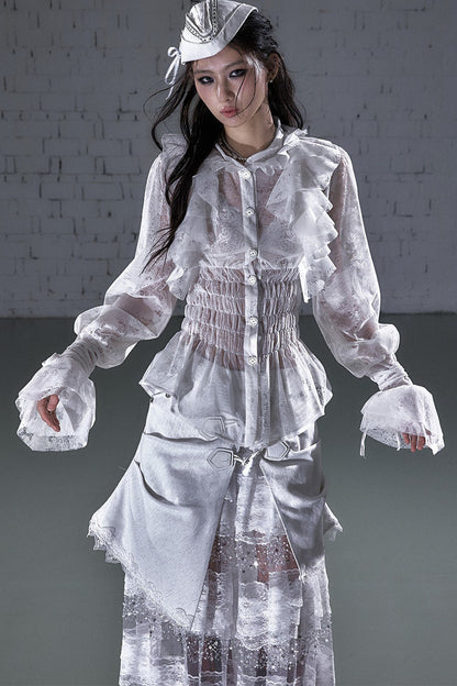 Lace Ruffle Collar Blouse