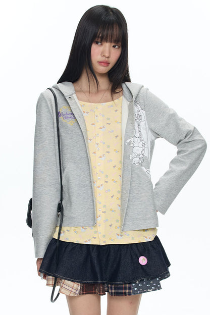 Frog Layered-Look Hooded Cardigan