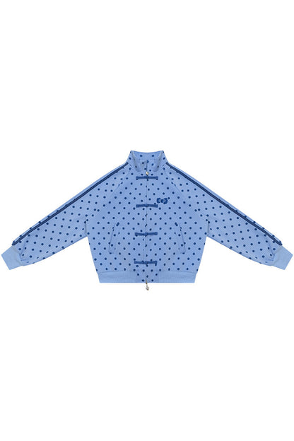 Polka Dot Zip Up Hoodie Jacket