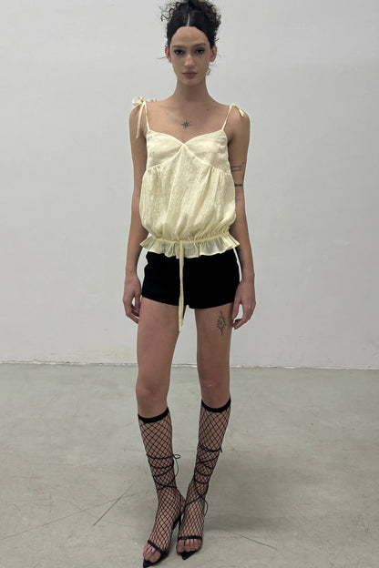 Slightly Glossy Loose Waist-Tie Camisole