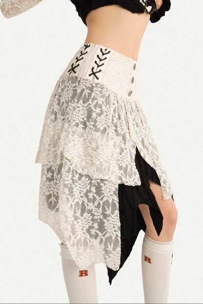 Retro Patchwork Lace Skirt