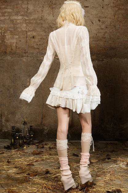 Lace Sequin Ruffle Gothic Shirt