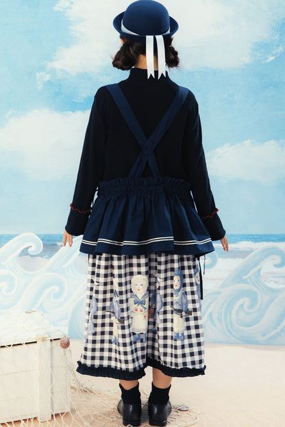 Black White Check Hand-Painted Lace Skirt