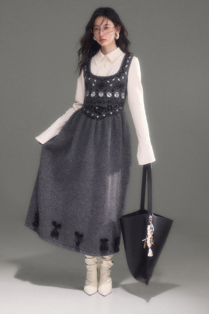 Tulip Bird Fair Isle Jacquard Knit Dress