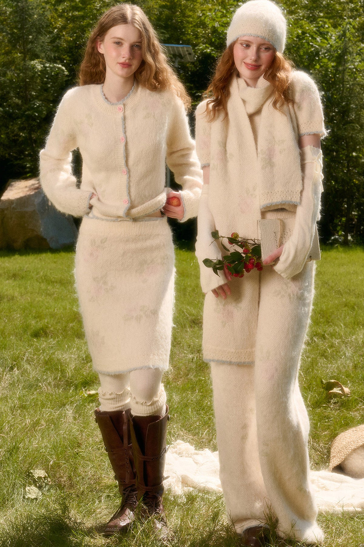 Soft Wool Knit Cardigan and Pants Set-Up