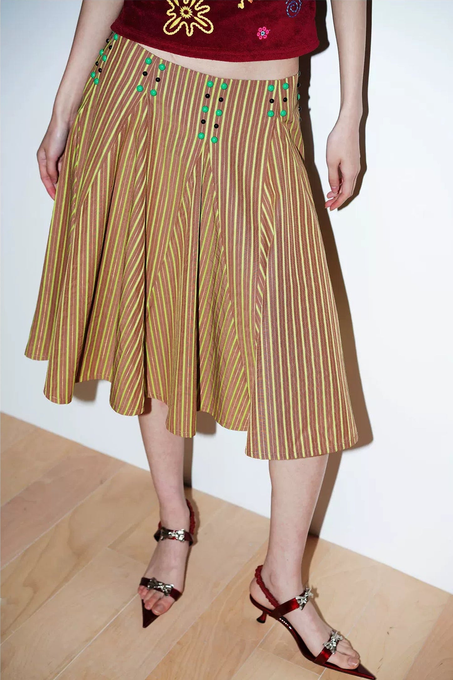 Retro Striped A-Line Skirt