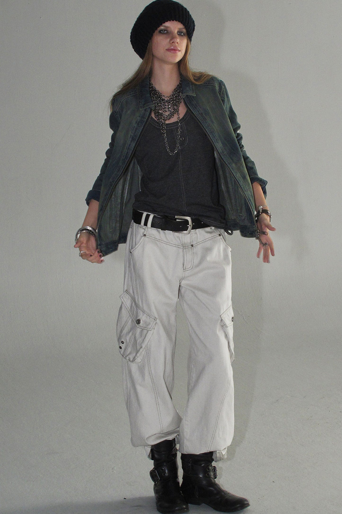 Tencel Cotton Color-Blocked Cargo Pants
