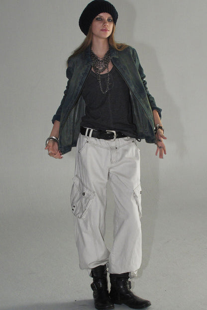Tencel Cotton Color-Blocked Cargo Pants