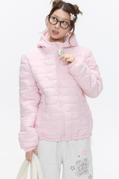 Strawberry Swirl Quilted Hooded Jacket
