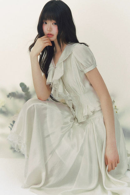 White Tulip Shirt Skirt Set-Up